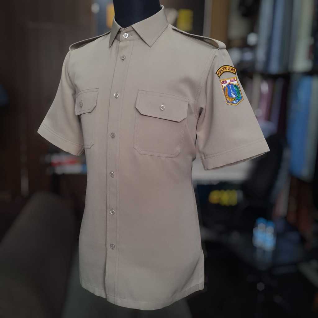 BAJU KEMEJA PDH PRIA LENGAN PENDEK BAJU KEMEJA DINAS PEMDA DKI KEMEJA PDH KHAKI KEMEJA DINAS PRIA OK