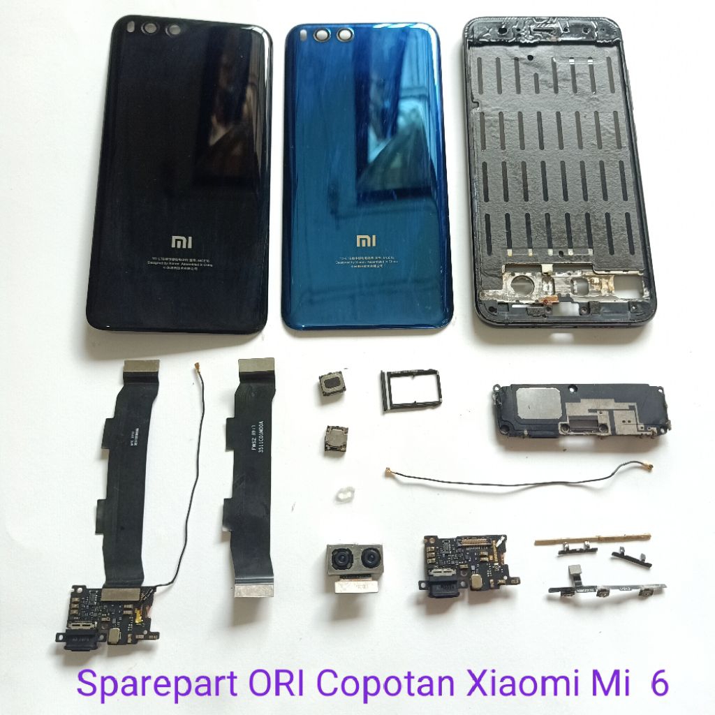 Sparepart Xiaomi MI6 Mi 6 Second Original Copotan  Slot SIM card  speaker kuping  kaca lampu flash  