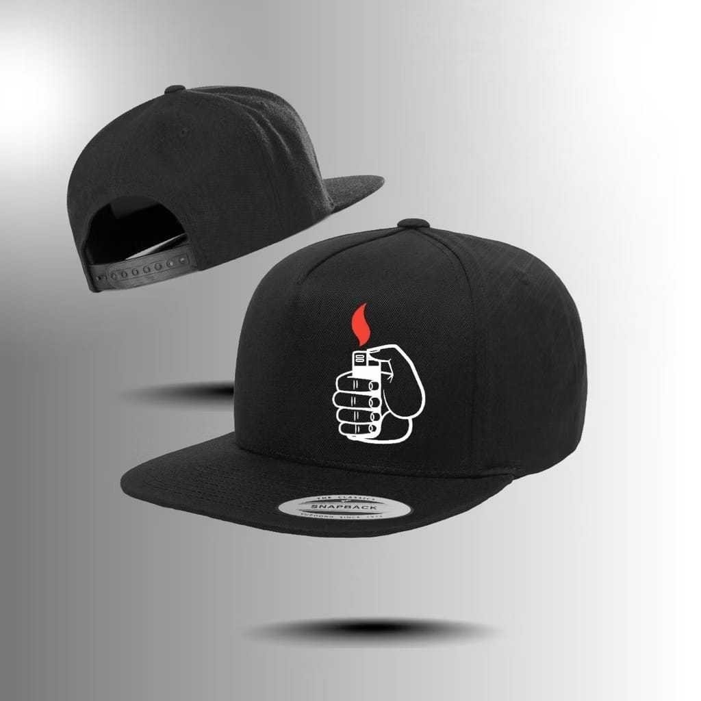 Stly Fashion SUrabaya_Topi Caps Snapback Distro Motif Korek Tangan Api Topi Snapback Pria/Wanita Pre
