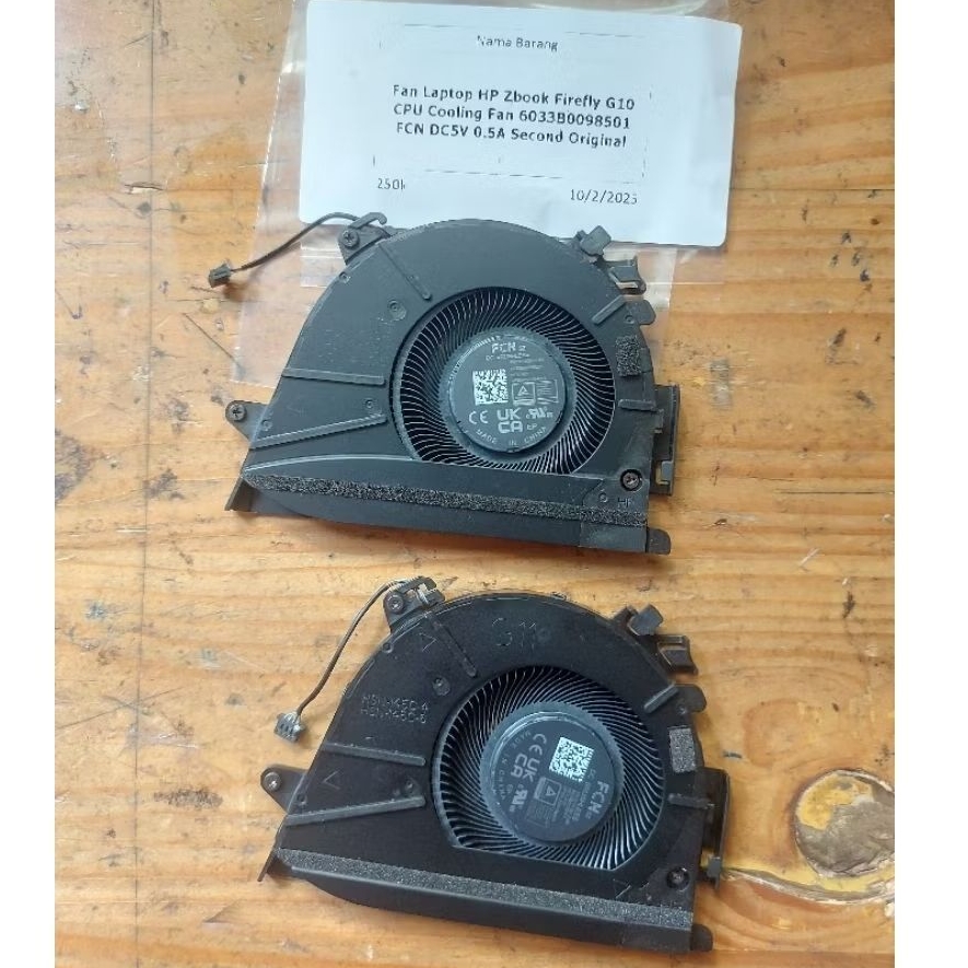 Fan Laptop HP Zbook Firefly G10 CPU Cooling Fan 6033B0098501 FCN DC5V 0.5A Second Original