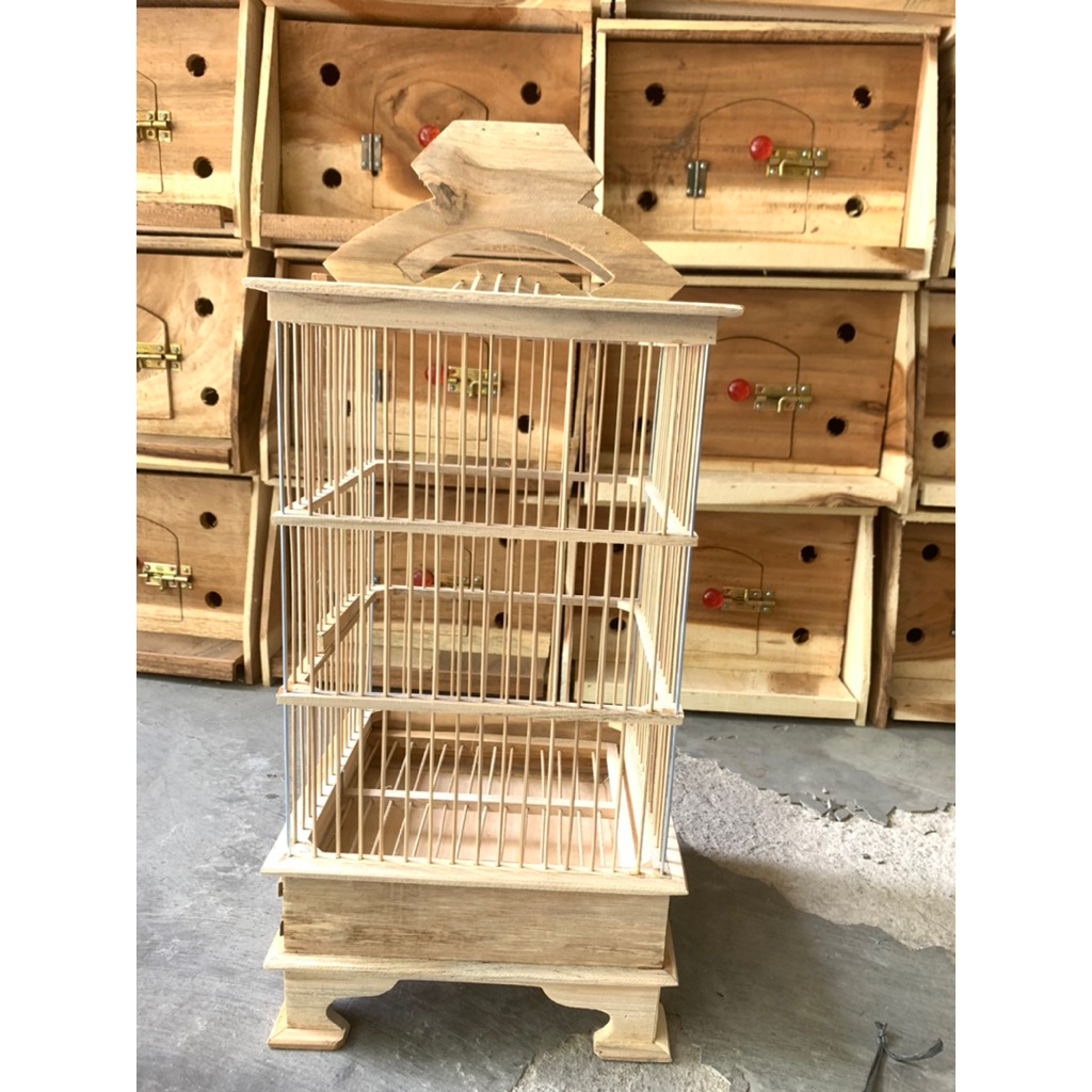 SANGKAR BURUNG PCMI KAYU JATI BUAT BURCIL