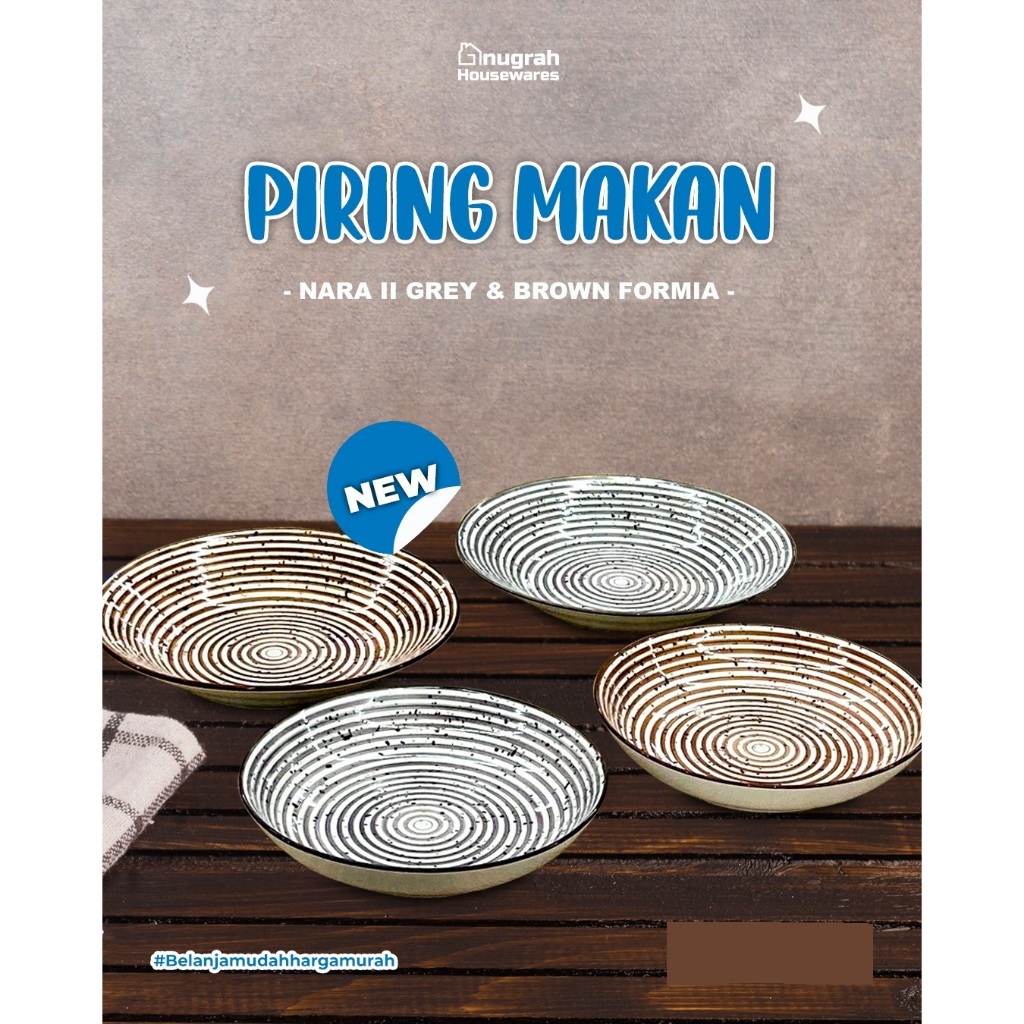 Formia Piring Keramik Piring 8 Nara II Grey & Brown Series