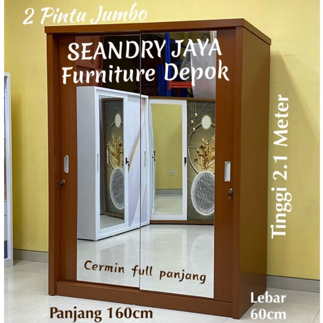 Lemari pakaian minimalis kayu 2 pintu jumbo/3 pintu bongkar pasang/awet kokoh bagus/sliding pintu ge