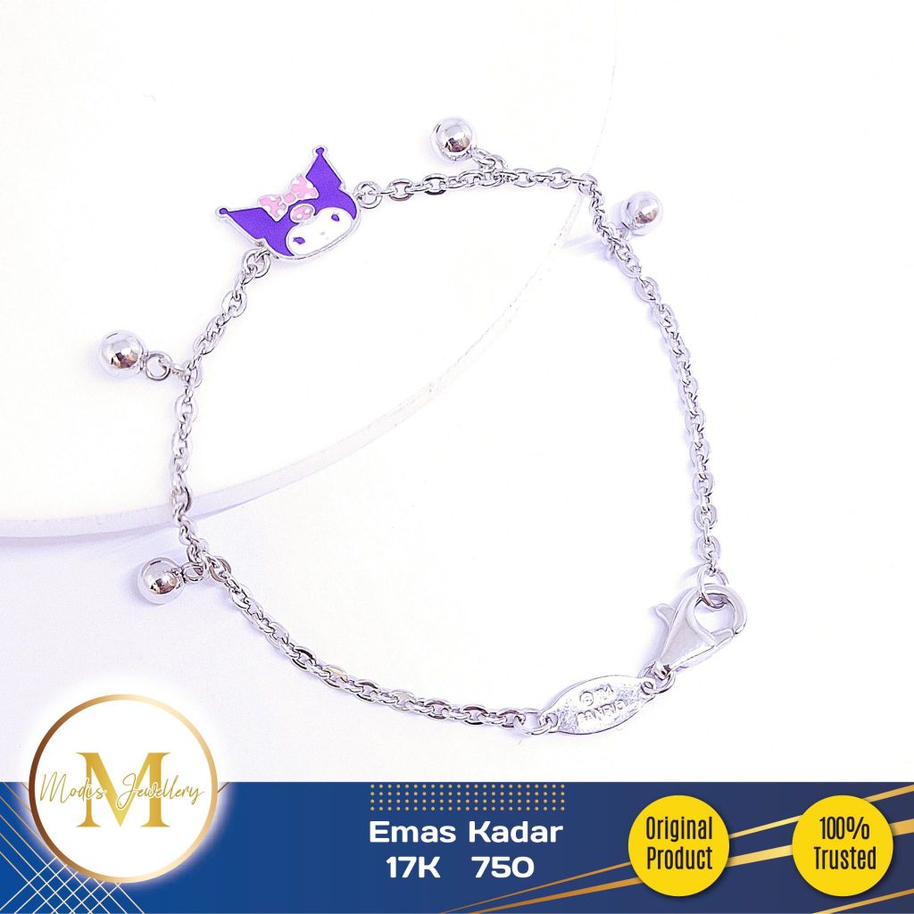 MODIS JEWELLERY - Gelang Anak Kuromi Putih - Emas 17k 750