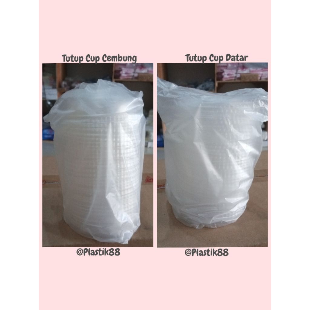 Tutup Gelas Plastik /Tutup Cup Datar Dan Cembung Starindo Ukuran 10,12,14,16,18,22 Oz
