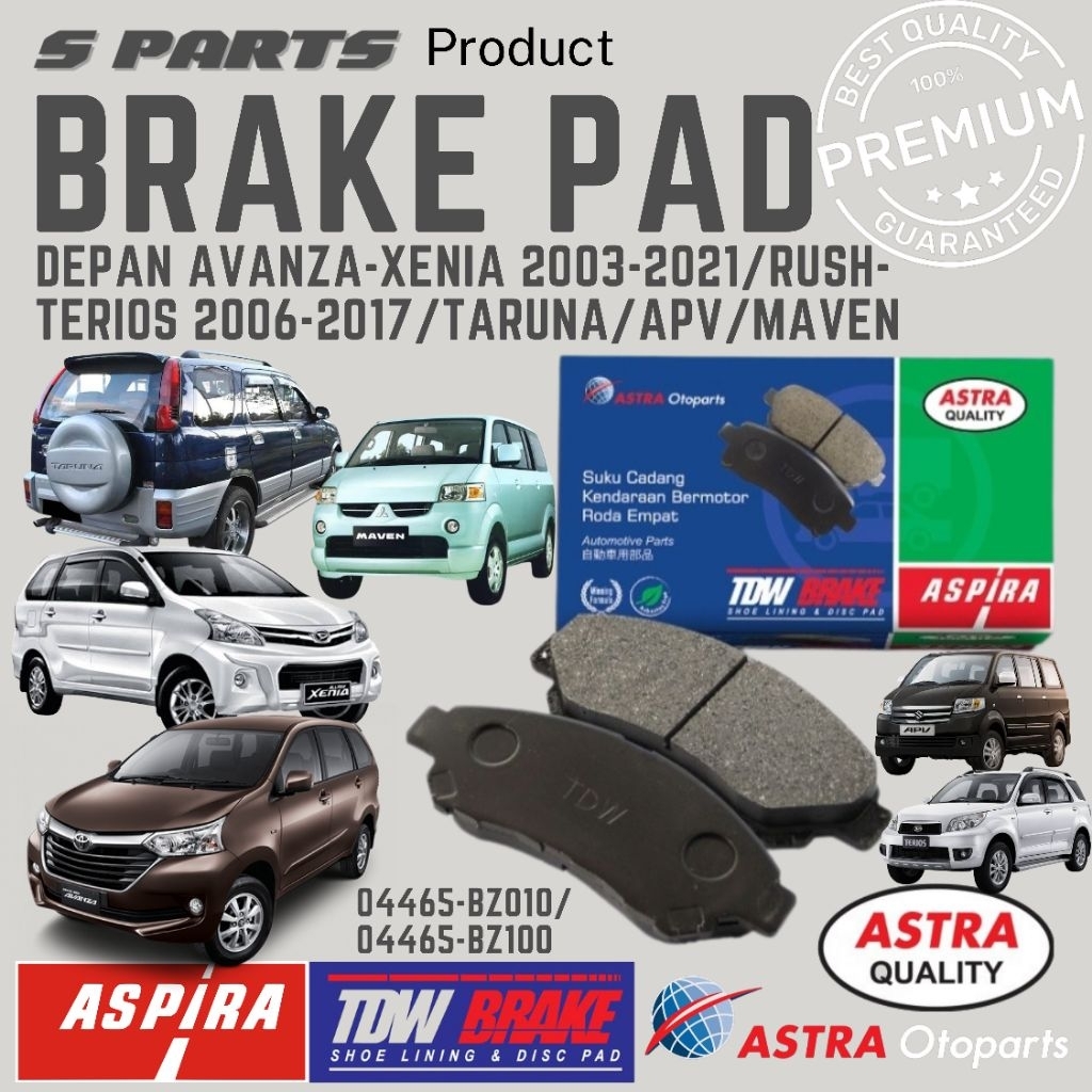 Brake Pad/Kampas Rem Depan Avanza-Xenia 2003-2021/Rush-Terios 2006-2017/Taruna/APV/Maven | 04495-BZ0