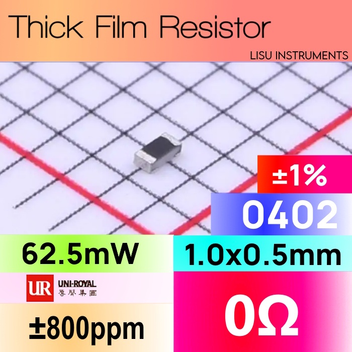 0R 0402 ±1% SMD Thick Resistor Jumper 0402WGF0000TCE UNI-ROYAL