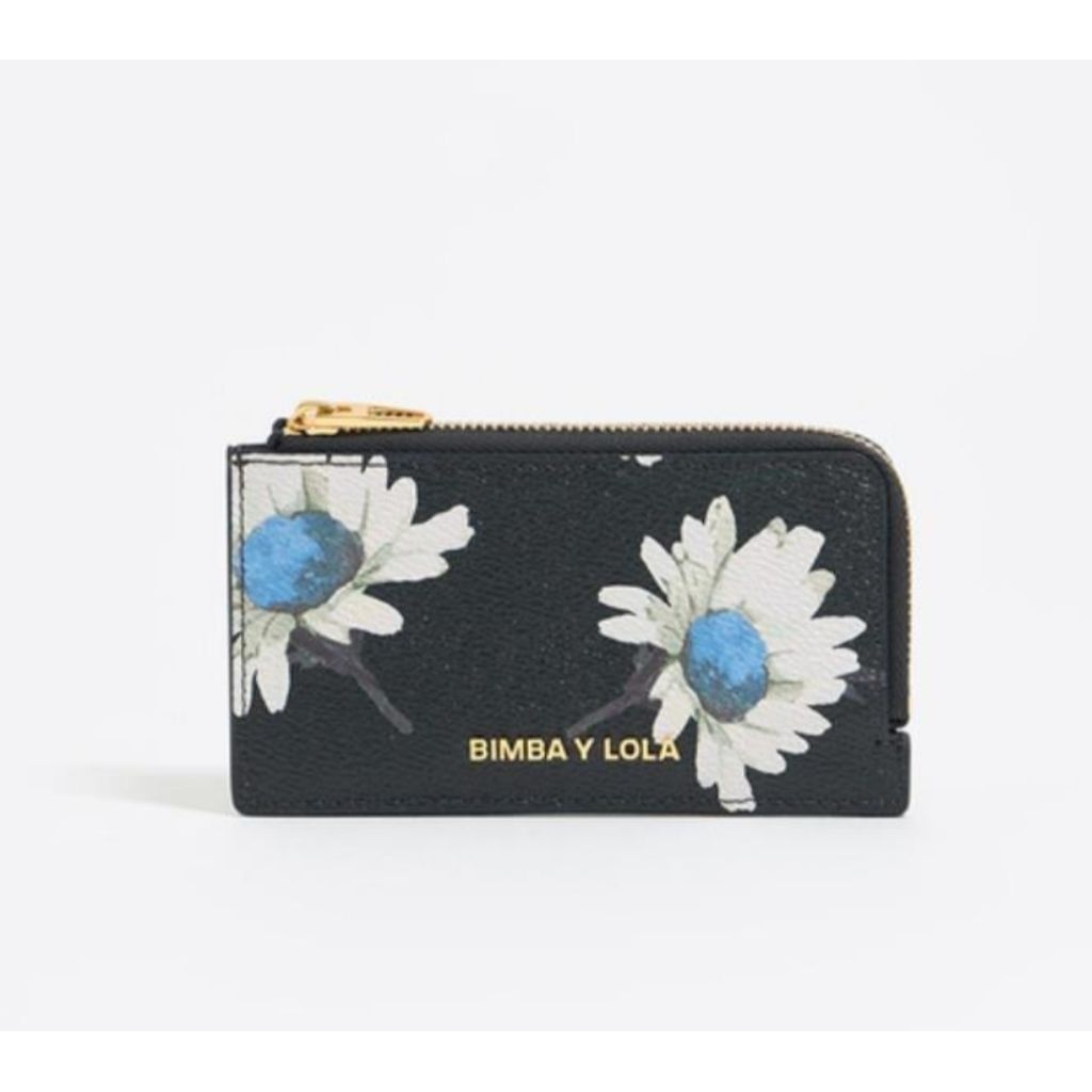 NEW Bimba Y Lola ORIGINAL Flower Daisy Print Leather Card Holder Wrislet