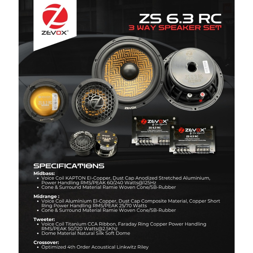 ZEVOX ZS 6.3 RC Speaker 3-Way Split Component ZS-6.3RC by Vox