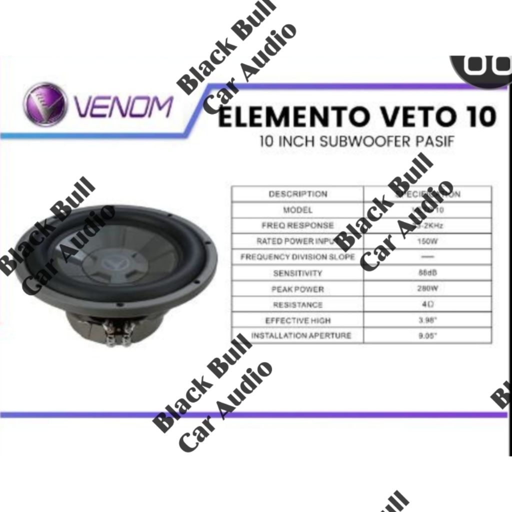 Subwoofer mobil 10 inch venom veto 10 original garansi resmi
