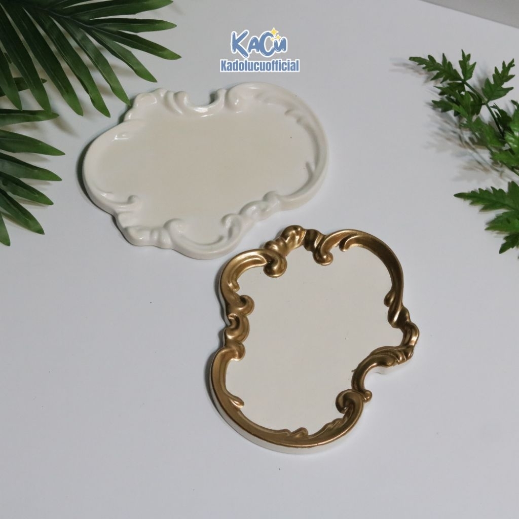 Tatakan Ukir Antik Eropa / Nampan Vintage / Gelas Piring | Display Perhiasan | Concrete Tray | Coast