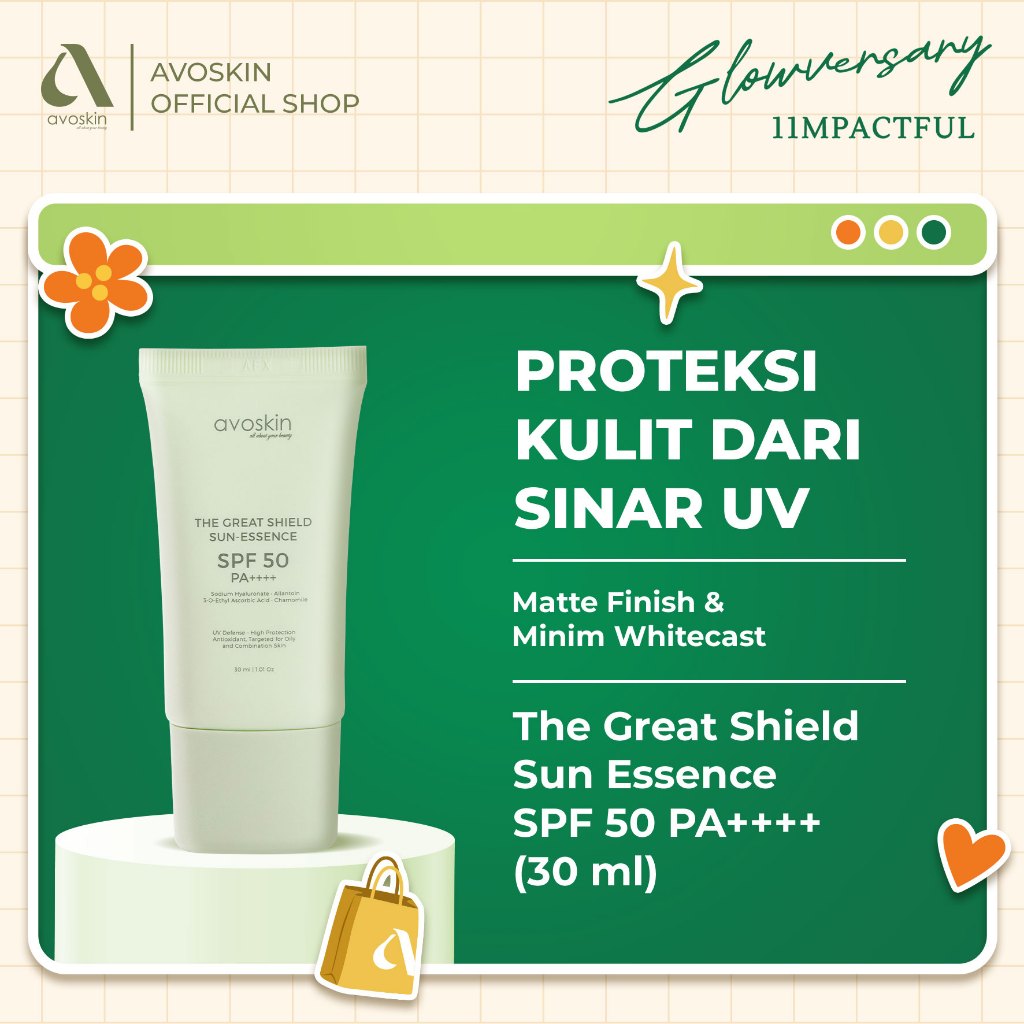 Sunscreen Avoskin The Great Shield SPF 50 PA++++ 30ml-Kulit Berminyak Finish Matte