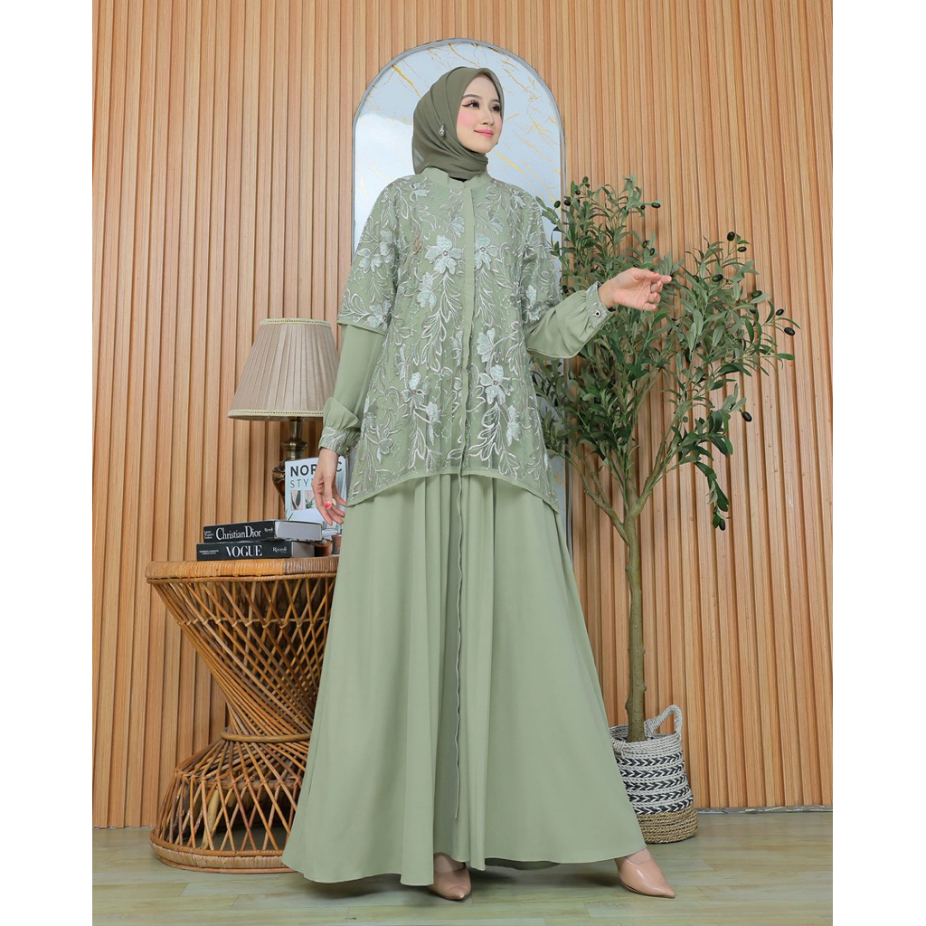 Gamis borkat simple mewah dan elegan