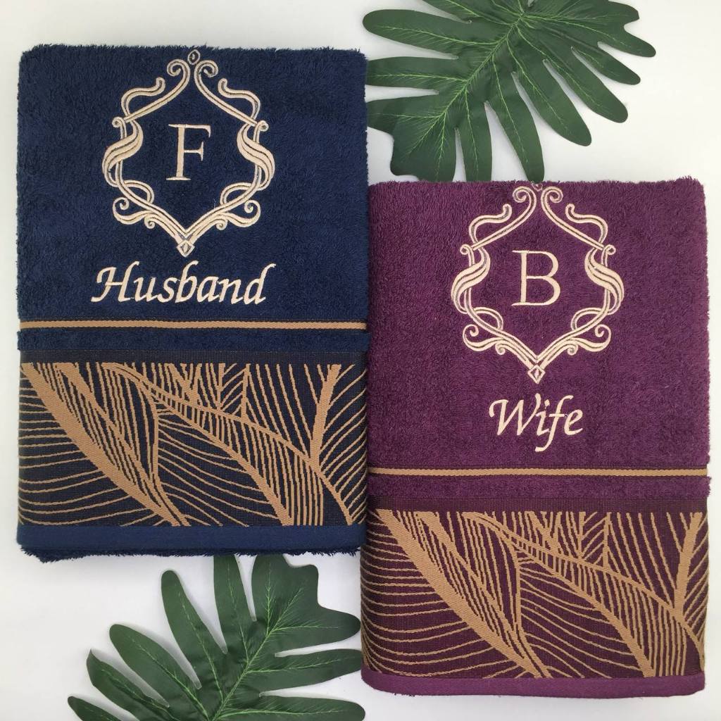 Paket 2 Handuk Luxowel Lafibra + Bordir / Handuk Seserahan Pernikahan / Handuk Couple