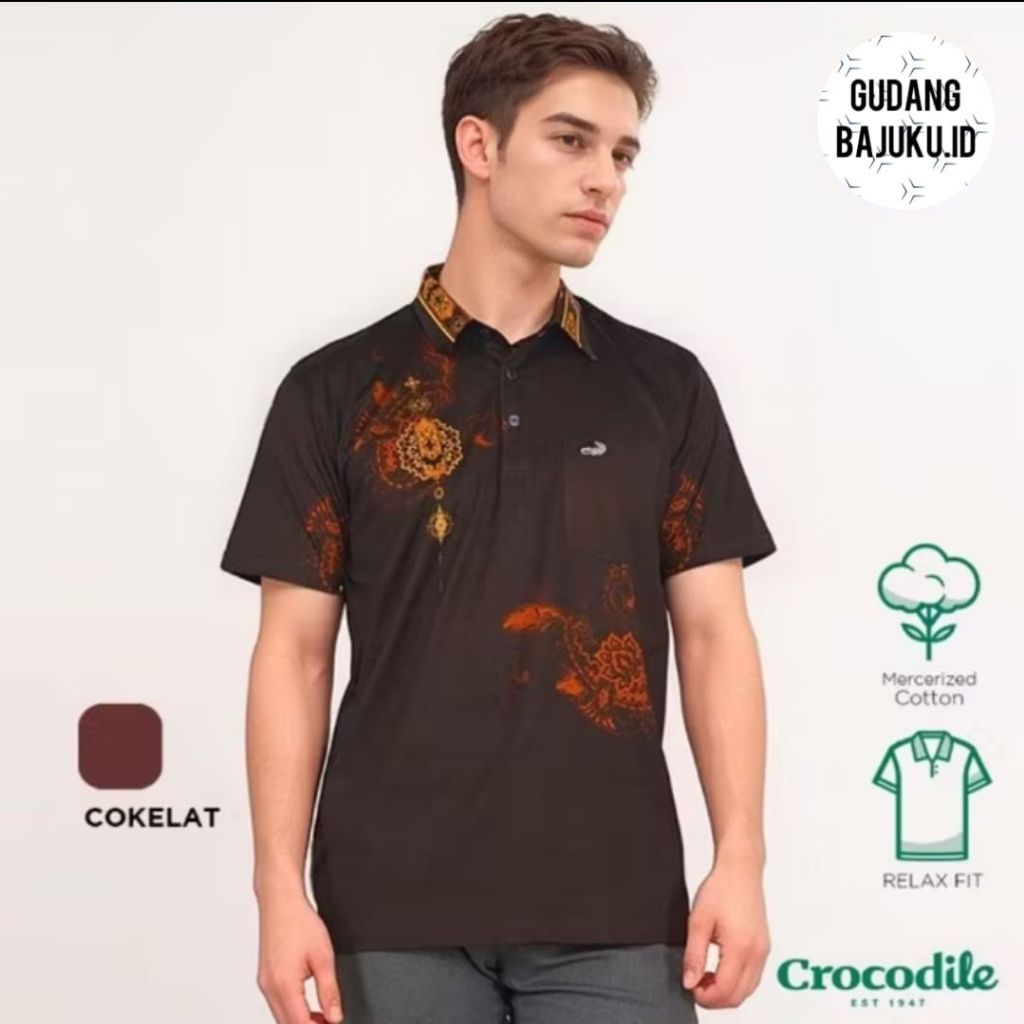 Kaos Kerah Kemeja Pria Crocodile Diamond/Platinum 0168 100% Ori
