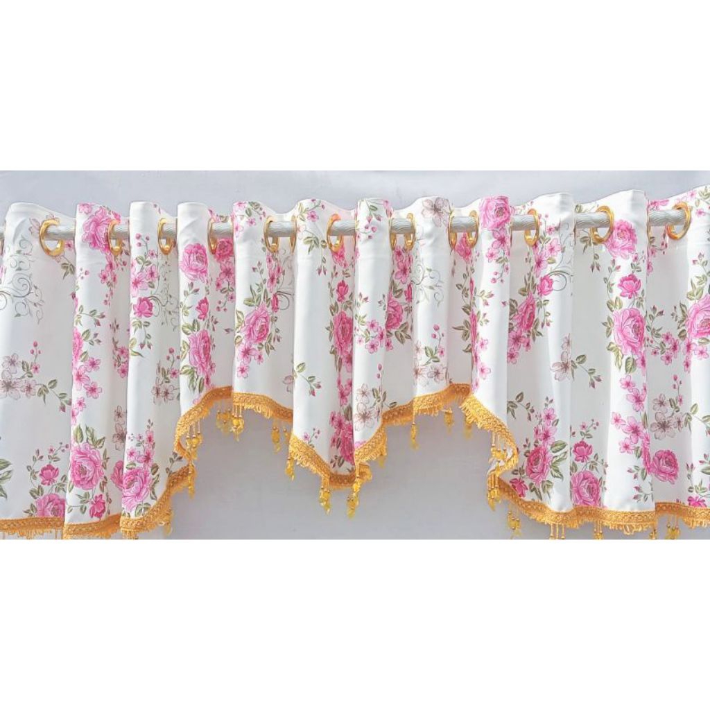 Gorden Poni Atas Pintu Loster/poni Hordeng Bahan Blackout Shabycik Unggu Pink Biru Hijau Coklat Rumb