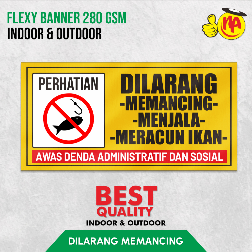 Spanduk Banner Dilarang Mancing / Spanduk Banner Dilarang Meracun Ikan / Banner Dilarang Memancing M