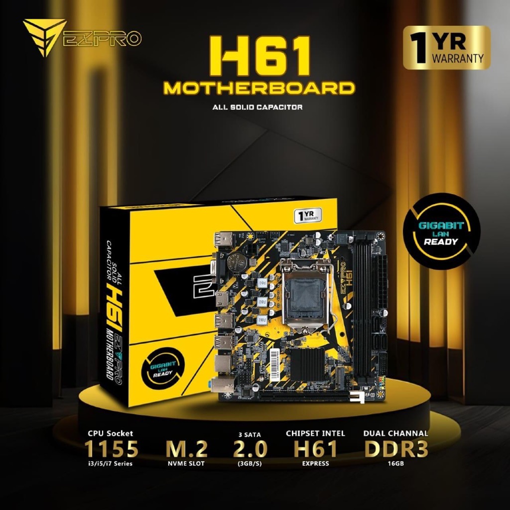 Motherboard Intel H61 EZ PRO DDR3 NVME (LGA1155, H61, DDR3, SATA3)