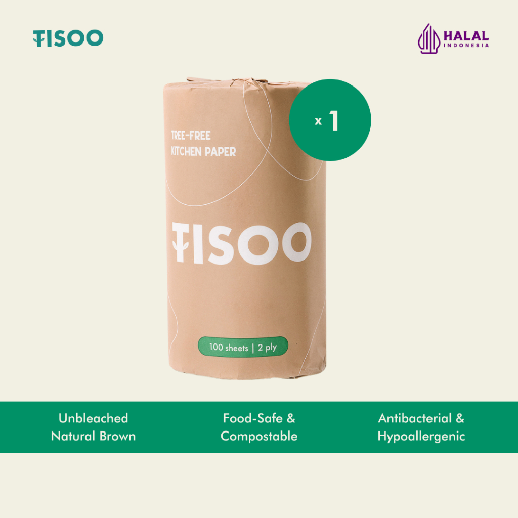 TISOO Kitchen 100s'2ply (1 Roll) Bamboo Paper Towel Tissue / Tisu Dapur Bambu / Compostable & Food S