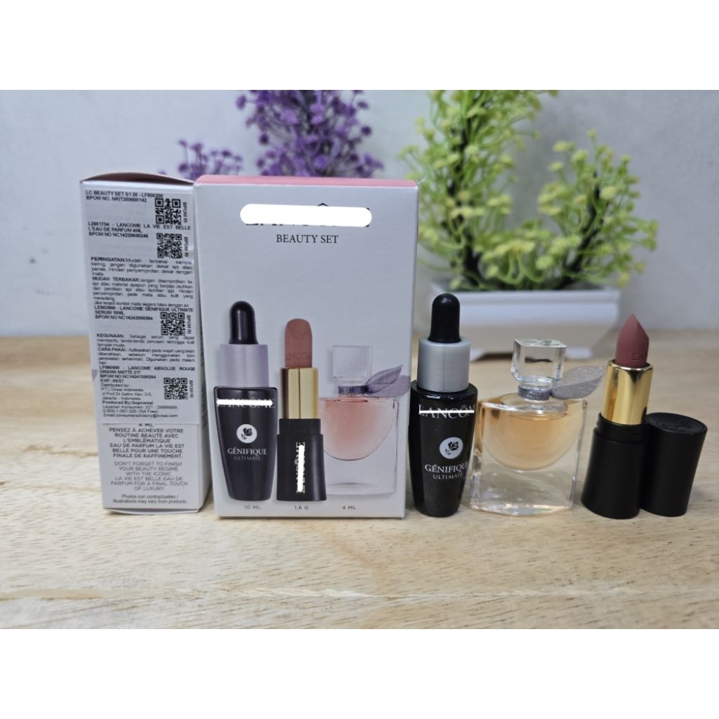BEAUTY SET L4NC0ME LA VIE EST BELLE (serum 10ml, lipstik 1,6G dan parfum 4ml)