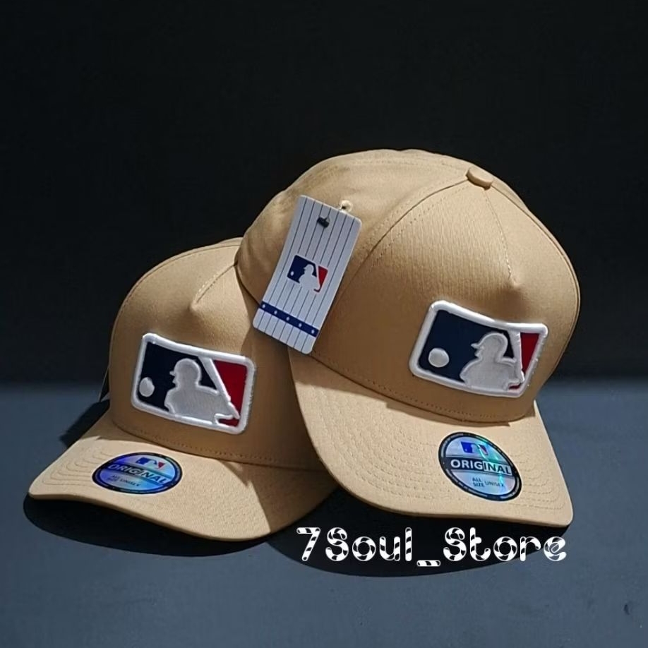 Topi Fashion Cream Bordir Bisbol MLB Casual Premium