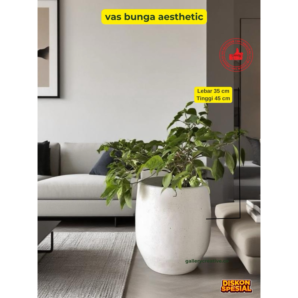 pot tanah liat besar 45cm - pot bunga hias besar - vas bunga besar Premium