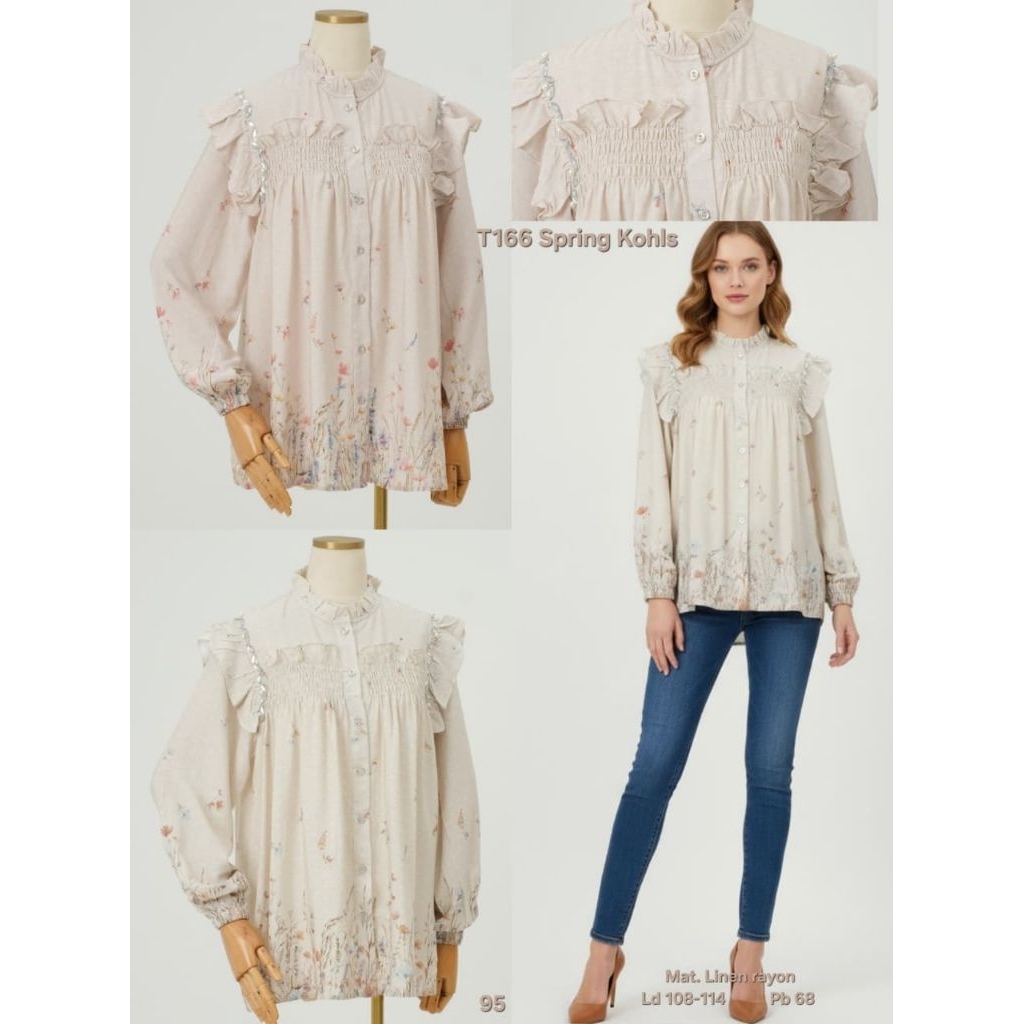 Grosir Blouse T166 Linen Rayon Spring Kohls Atasan Wanita