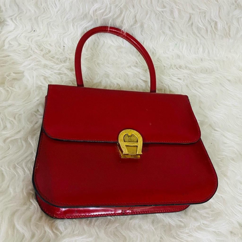 Tas Vintage Wanita Aigner Red Original authentic asli