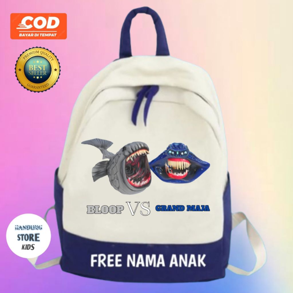 Tas Ransel Anak Sekolah SD TK PAUD BLOOP VS GRAND MAJA MONSTER Free Cetak Nama