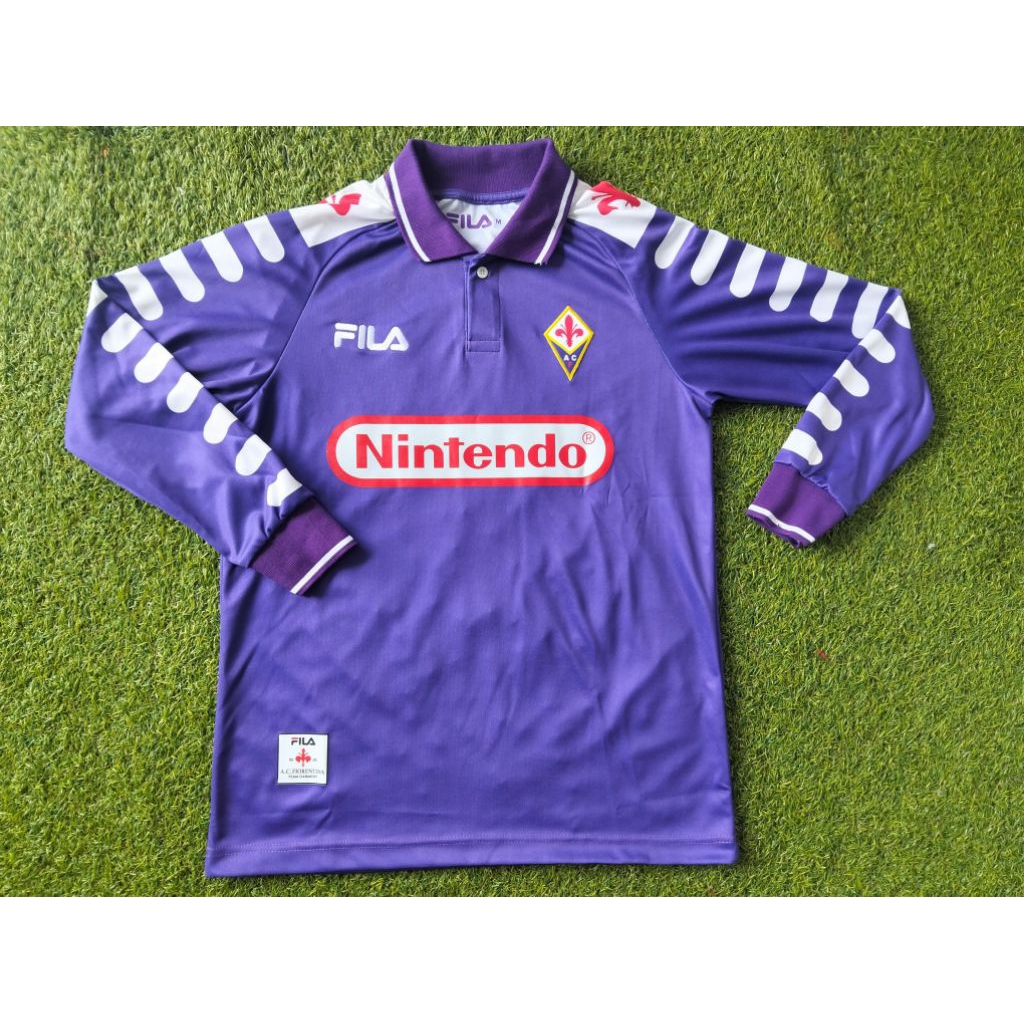 Jersey Retro Fiorentina Home 1997/98 Nintendo Classic Size Lengkap S-5XL Blokecore Vintage