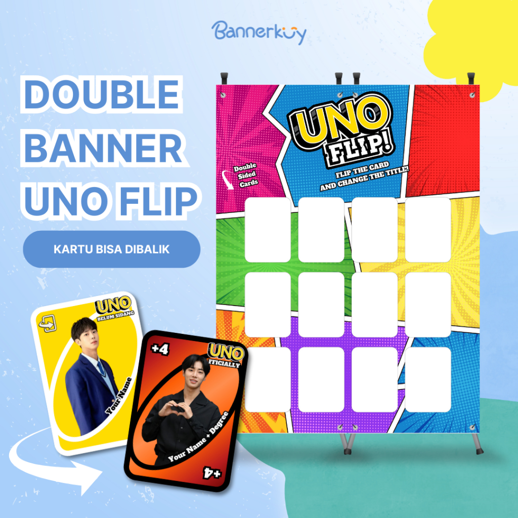 [UNO FLIP] X Banner Sidang/Wisuda Kekinian | 160 x 120 cm | Double Banner | REAL BISA DIBALIK