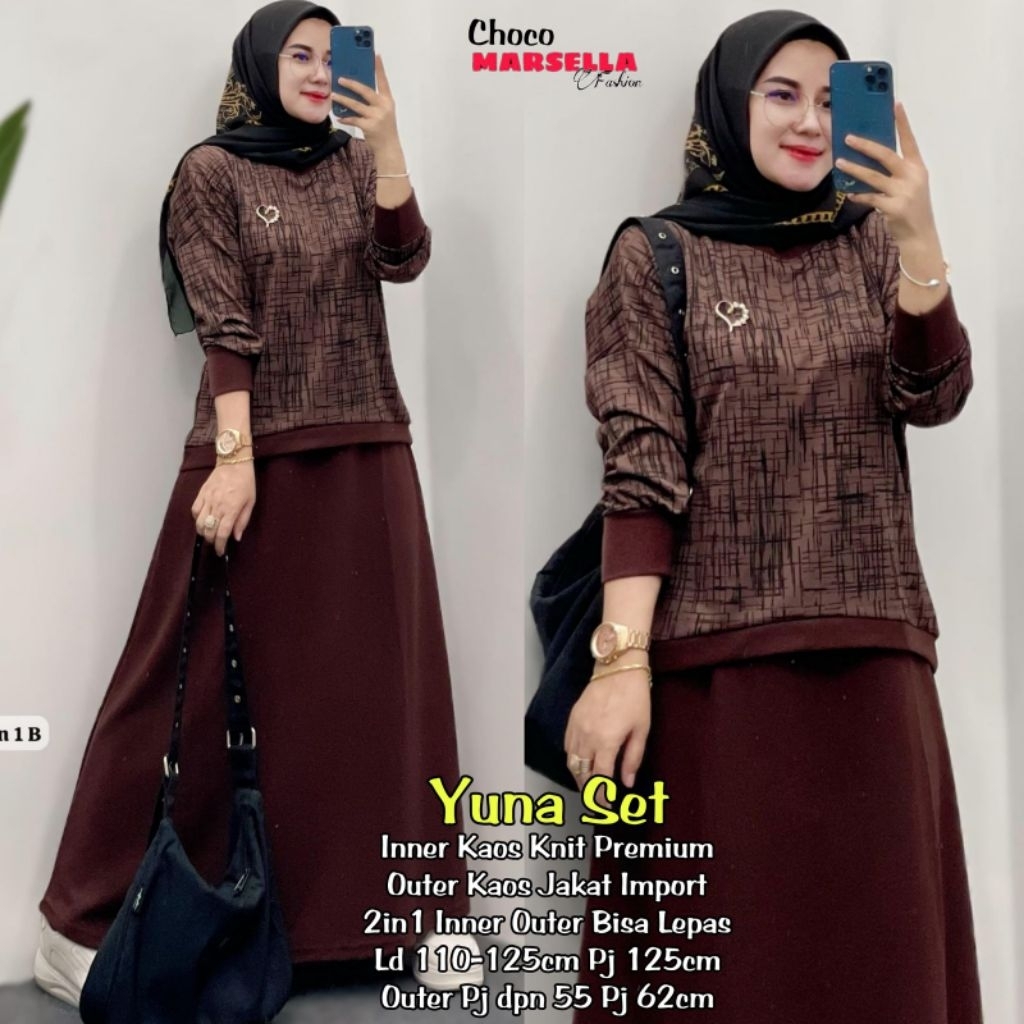 Marsella - Yuna Set Rok Wanita • Inner Kaos Knit Premium • Outer Kaos Jacket Import Bisa Lepas