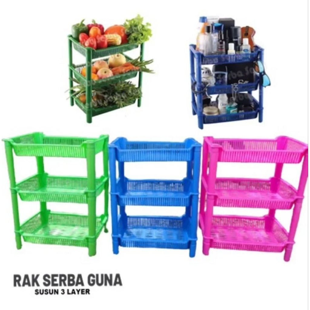 Rak Serbaguna Plastik Mini Susun 3