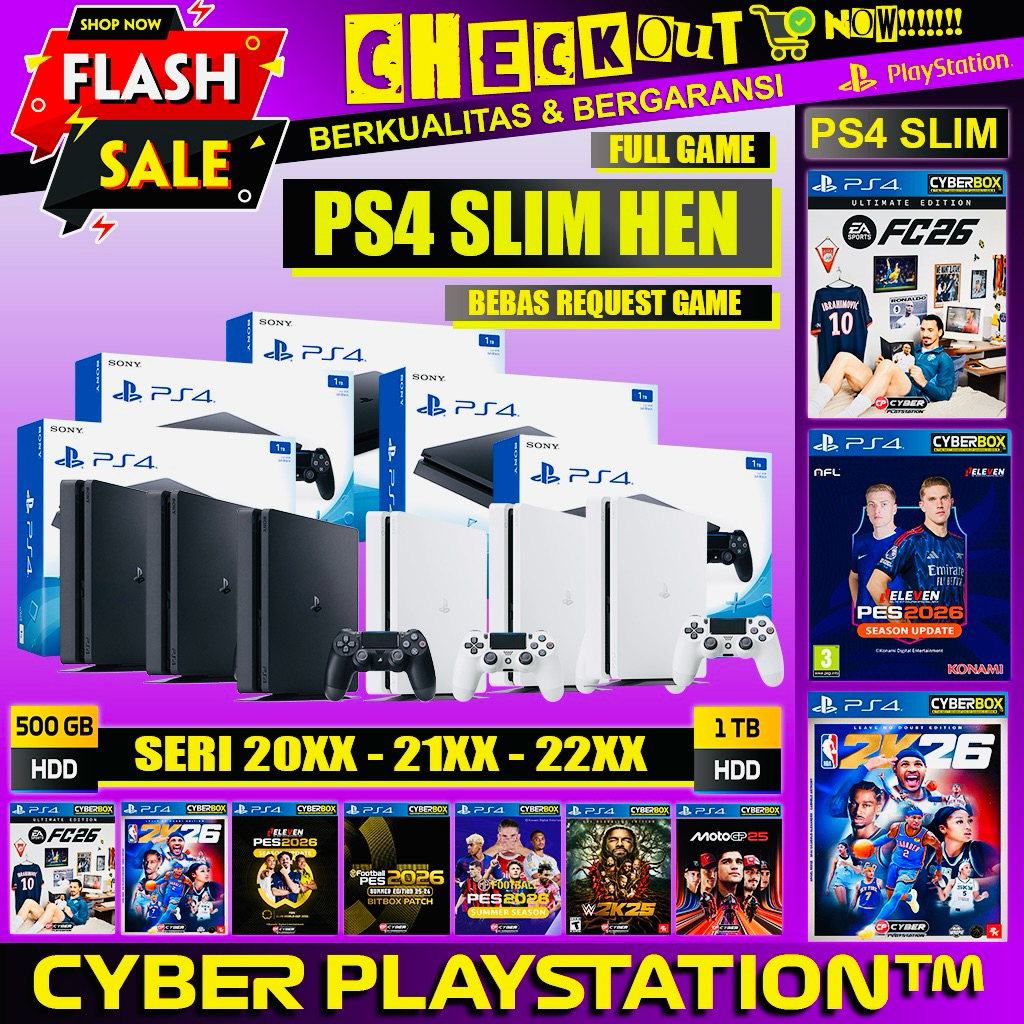 PS4 SLIM HEN 6.72/9.00/11.00/12.02 FULL GAME OFFLINE PERMANENT | HDD 500GB - 1TB | GARANSI