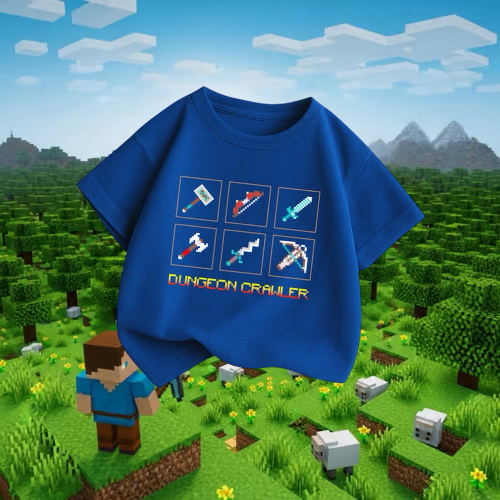 KAOS ANAK KARAKTER MINECRAFT DUNGEON CRAWLER KAOZ BANDUNG