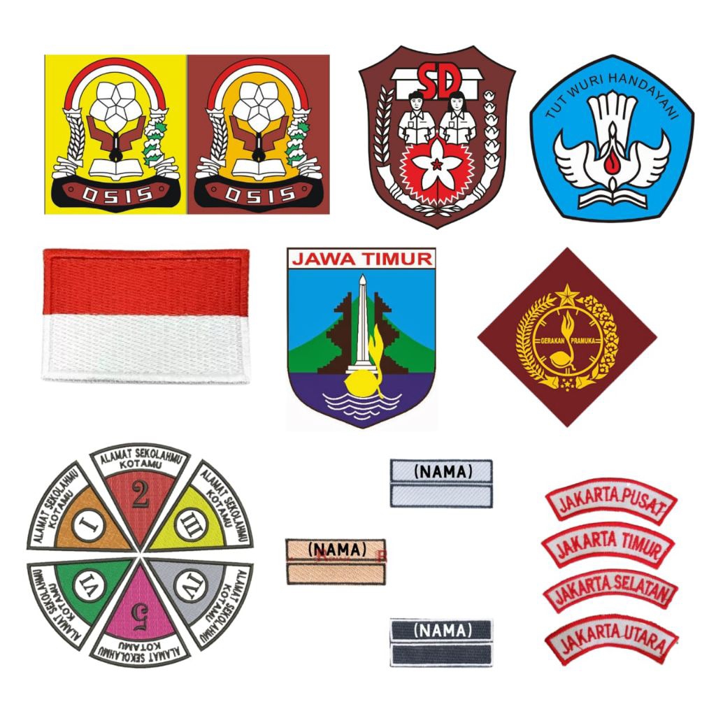 Bordir nama seragam sekolah-atribut sekolah-bet sekolah