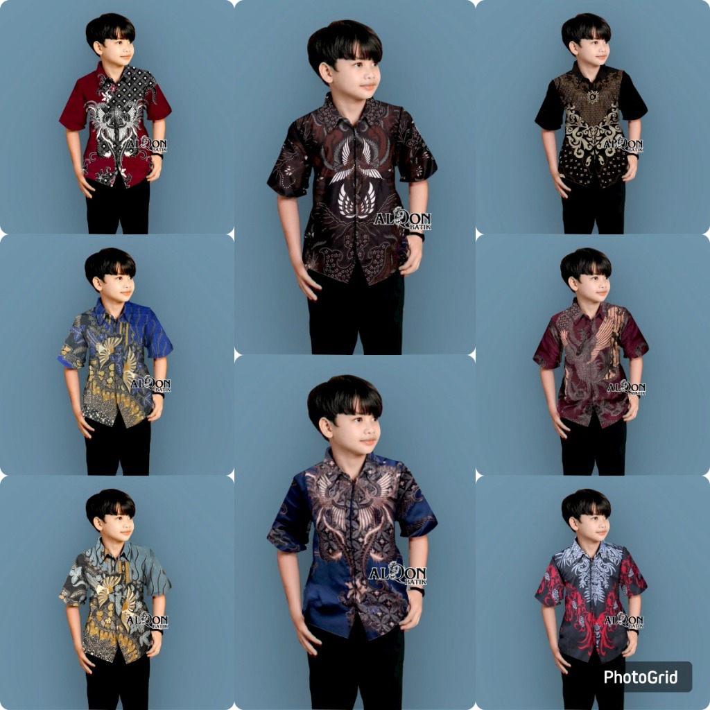 Kemeja Batik Anak Laki-Laki Lengan Pendek Usia 2-13 Tahun Hem Anak Laki-Laki