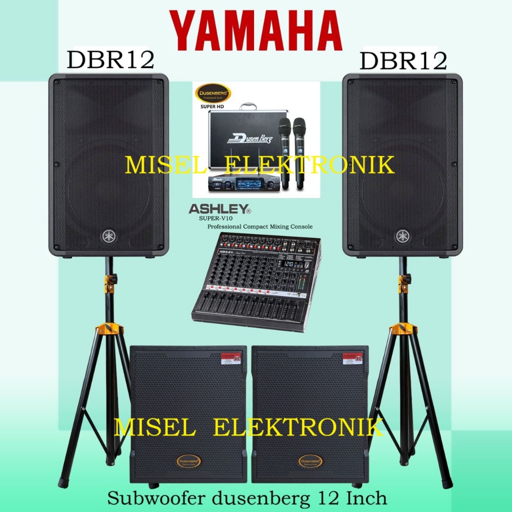 Paket Sound System Speaker aktif 12 inch Yamaha DBR12 2 Subwoofer 12 inch