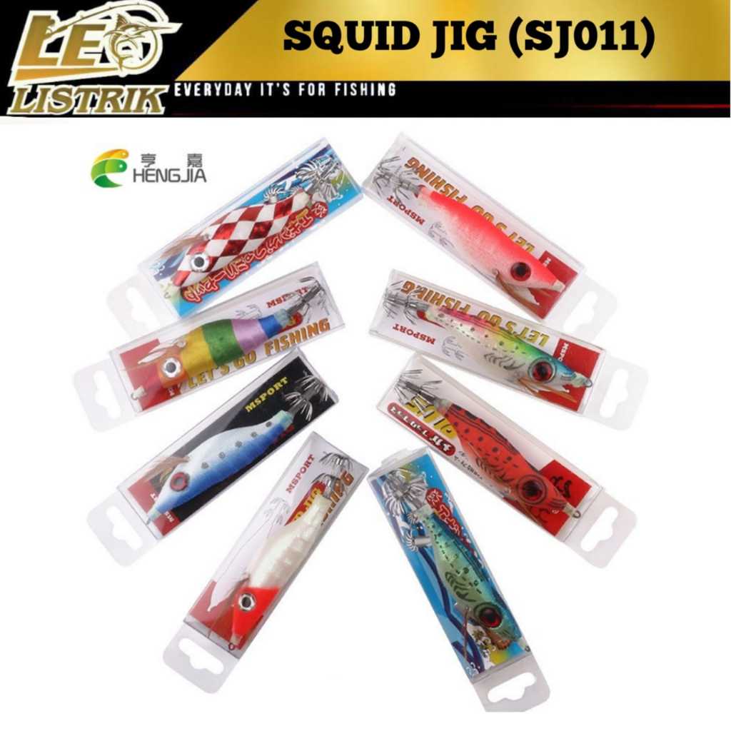1PCS UMPAN PANCING CUMI MODEL (SJ011) SQUID JIG 10CM 12,6G BENTUK UDANG DAN MATA 3D BAHAN KAYU TERSE