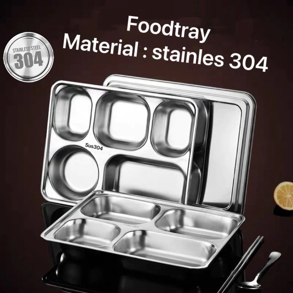 FOOD TRAY OMPRENG STAINLESS 304 SEKAT 5 KOTAK MAKAN STAINLESS