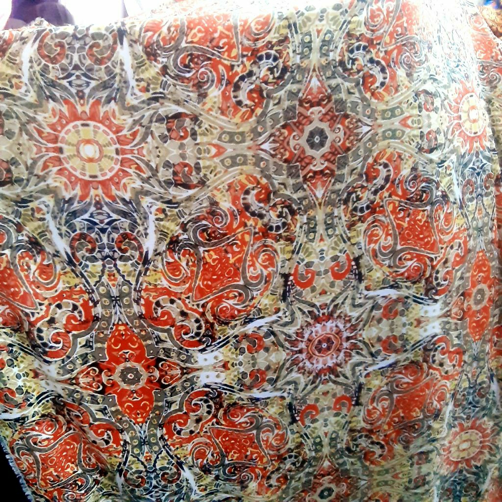 KAIN ZARA CREPE PREMIUM MOTIF BATIK SISA GARMENT  - KAIN CREPE MOTIF BATIK - KAIN MOTIF BATIK HARGA/