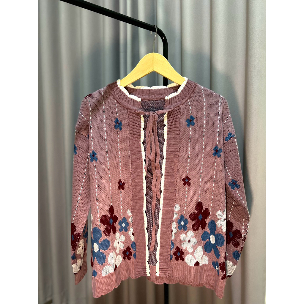 RAJUT FLOWER ATASAN WANITA TALI IKAT
