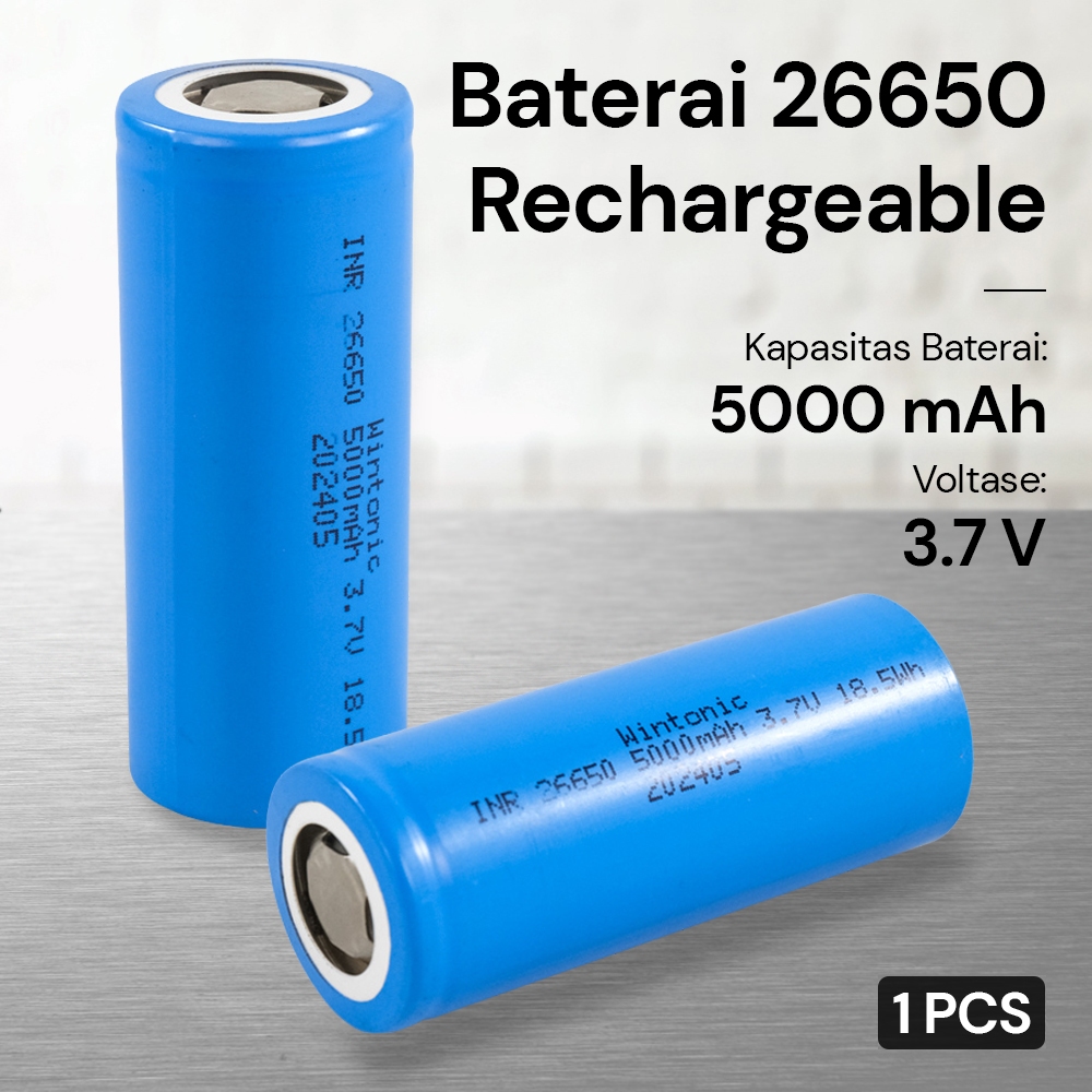 Baterai 26650 5000mAh  3.7V Untuk Senter Dll Bisa di Isi Ulang - Baterai 26650 Bechargeaable