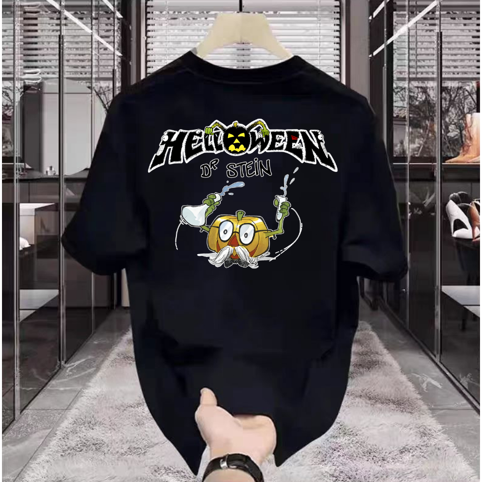 Cotton100%Kaos band HELLOWEEN DR STEIN kaos metal rock heloween heavymetal Kaos Pria, Kaos Grafis Kl