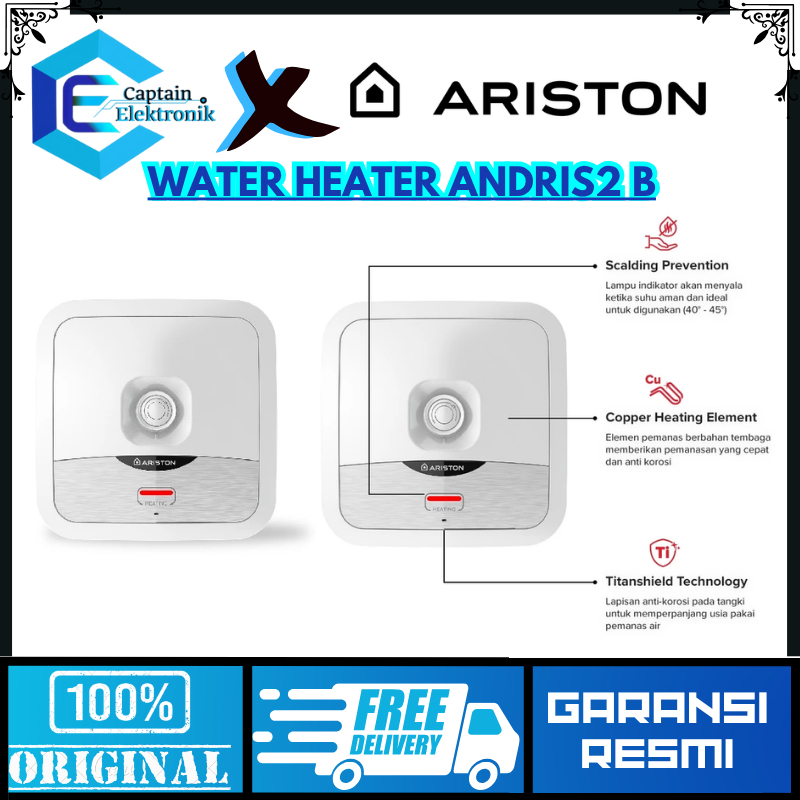 Ariston Pemanas Air Electric Water Heater 10 Liter 15 Liter 30 Liter Andris2 B AN210B AN215B AN230B 