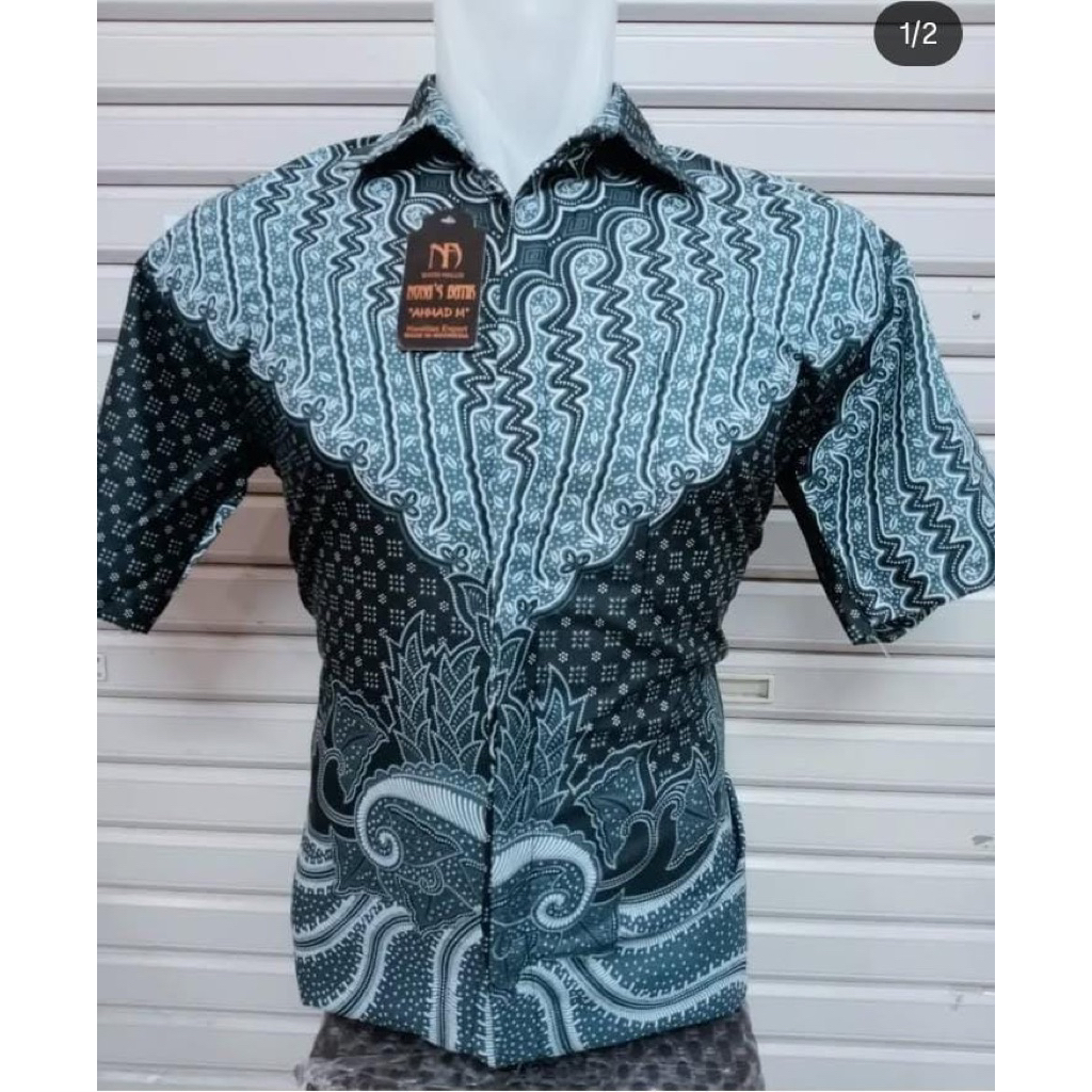 Kemeja Batik Pria Poli Lengan pendek Abu