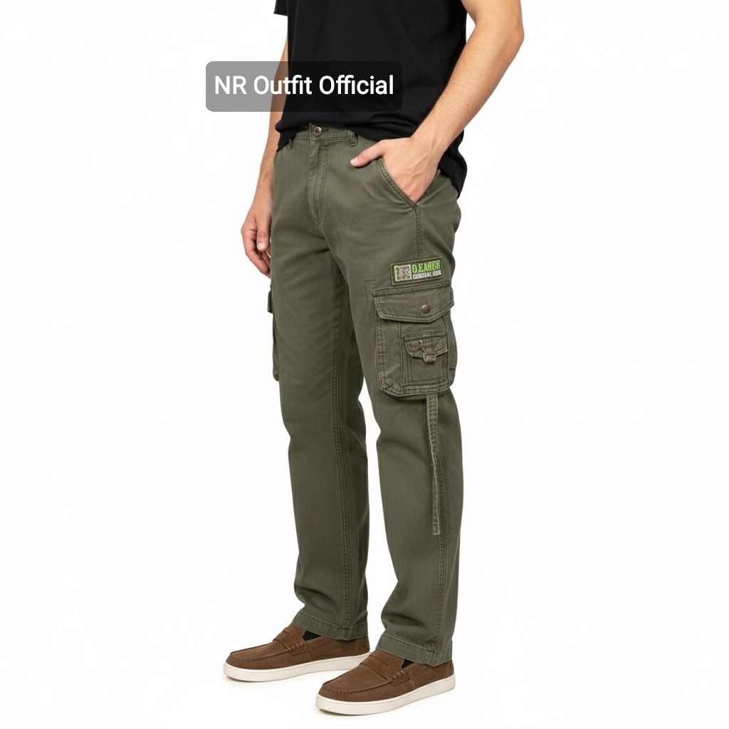 Celana Outdoor Kargo Panjang Denim Cowok Cargo Jeans Pria Kempol Surfing Big Size 28/39