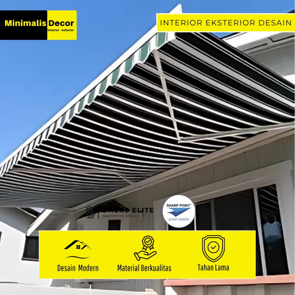 Kanopi Awning Kanopi Lipat Pelindung Panas & Hujan dengan Desain Modern