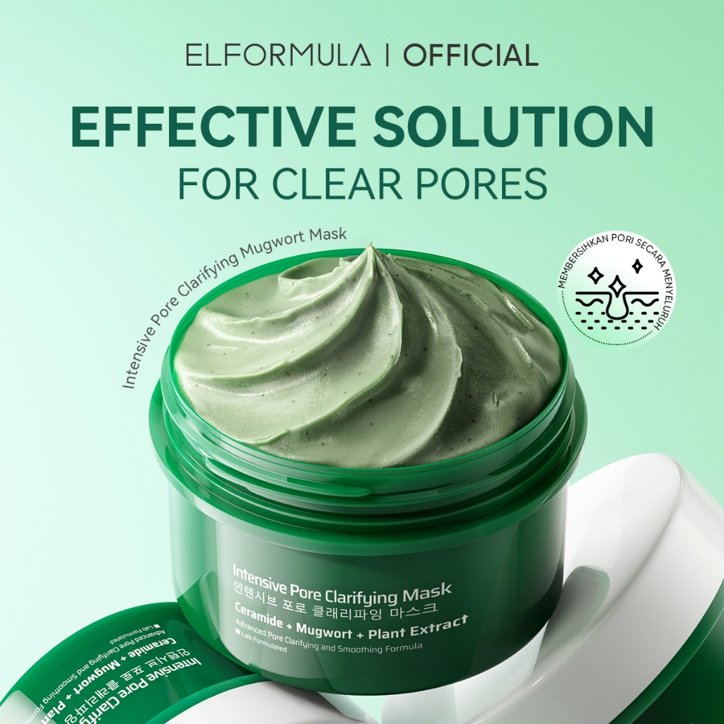 ELFORMULA Intensive Pore Clarifying Mugwort Mask - Clay Mask Mud Mask Acne Pembersih Pori-pori Pores