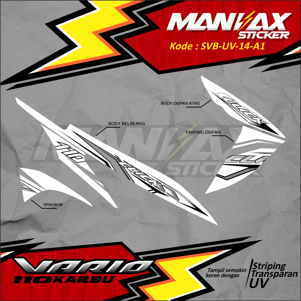 STRIPING VARIO 110 KARBU STIKER BAHAN TRANSPARAN UV PREMIUM ORIGINAL DESAIN -SVB-UV